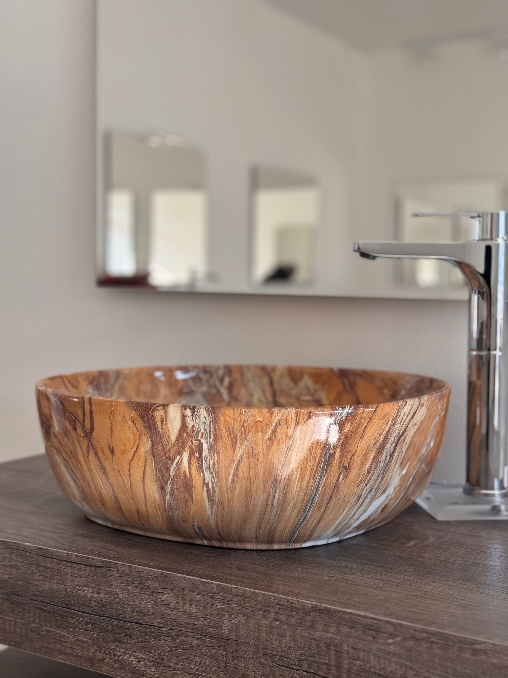 Lavabo effetto marmo 41x41 – Ocean, Earth, Rosé
