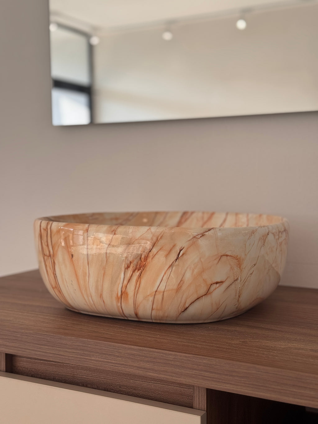 Lavabo effetto marmo 41x41 – Ocean, Earth, Rosé
