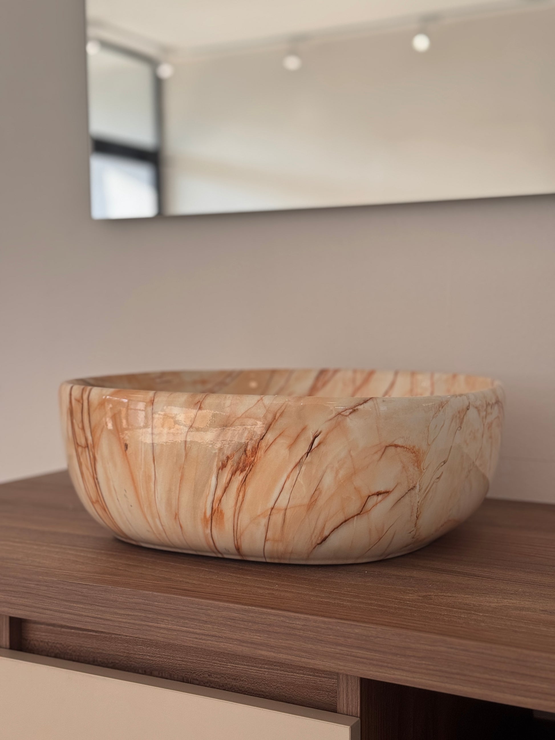 Lavabo effetto marmo 41x41 – Ocean, Earth, Rosé