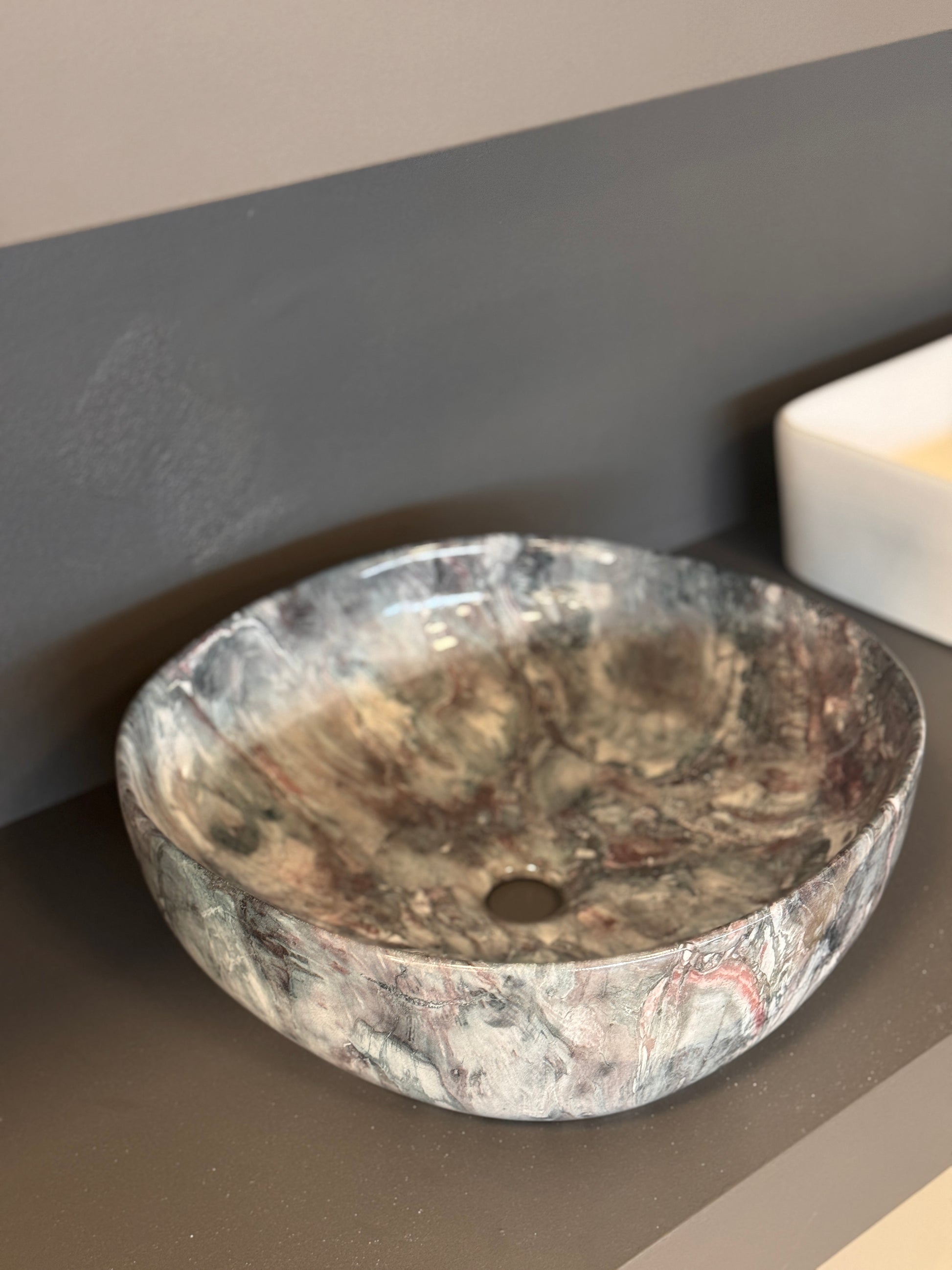 Lavabo effetto marmo 41x41 – Ocean, Earth, Rosé